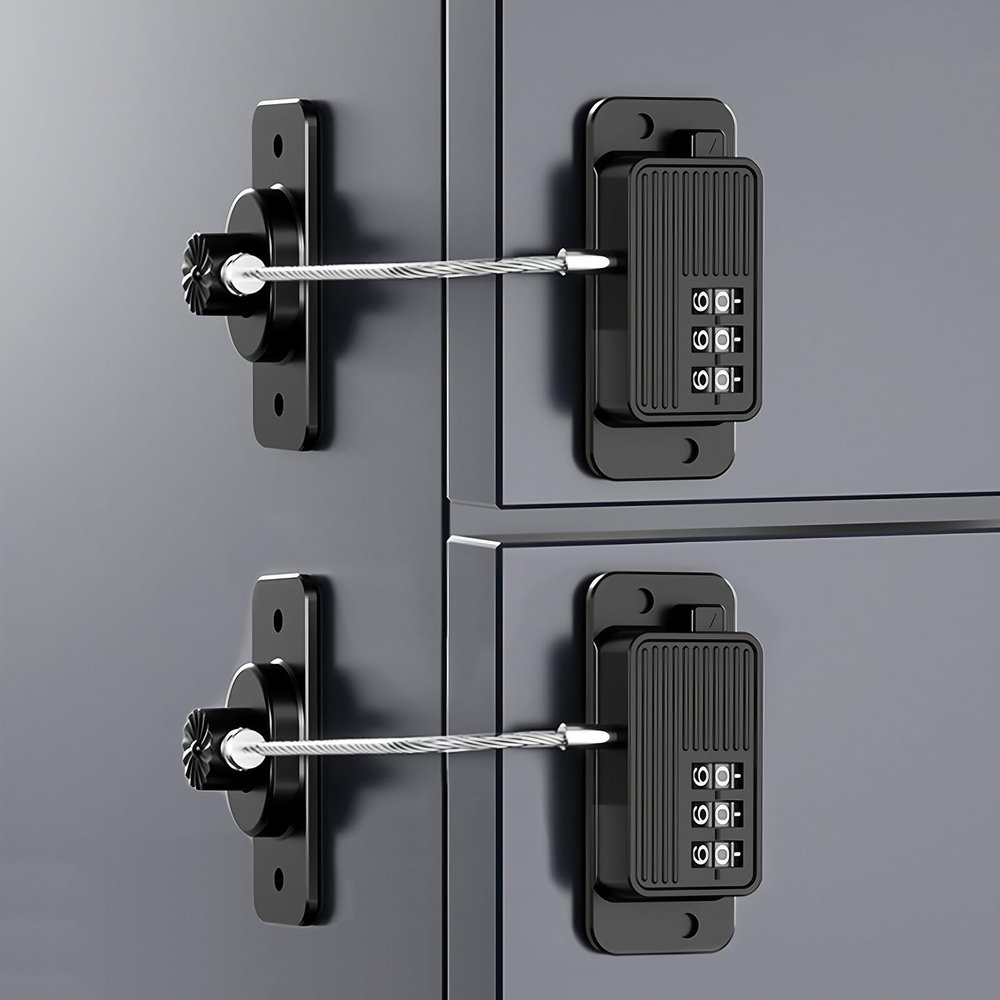 KIZZHISI Heavy Duty Combination Refrigerator Lock (2 Pack) - Cabinet Locks Baby Proofing, No Drilling Adhesive Fridge Locks, for Fridge, Cabinets, Drawers, Window and Child Safety Cabinet Lock