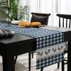 RisQiten Farmhouse Rooster Table Runner - 60 Inch Long Rustic Farm Animals Blue White Plaid Cotton and Linen Blended Dress Scarves Farmhouse Table Runner for Kitchen Dining, Coffee Table, 13" x 60" view 3