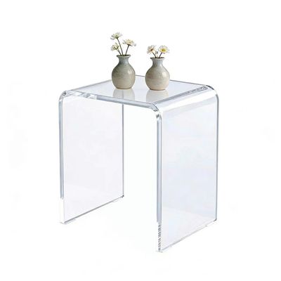 Clear Transparent Acrylic End Table with Rounded Edges,18" H Compact Small Table, Acrylic Side Table Suitable for Living Room, Night Stands for Bedrooms, Modern Occasional Tables