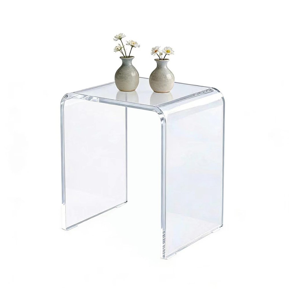 Clear Transparent Acrylic End Table with Rounded Edges,18" H Compact Small Table, Acrylic Side Table Suitable for Living Room, Night Stands for Bedrooms, Modern Occasional Tables