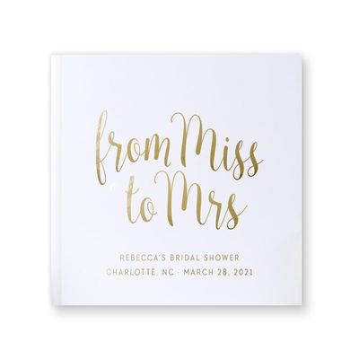 Bridal Shower Guest Book, Miss to Mrs Guestbook Ideas for Future Bride Advice or Letters to Bride Album Colors Available - White Gold (10x8)
