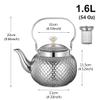 1600ml(54oz) Stainless Steel Teapot with Removable Infuser, Stovetop Safe Tea & Coffee pots, Tea Kettle for Loose Tea and Tea Bags(Silver) view 2