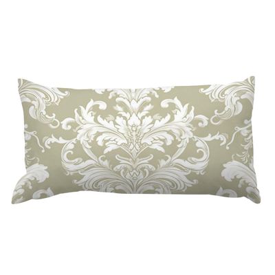 MISSUYSA Rectangular Cushion Cover Tan White Damask Pillow Cover Traditional Chinese 12x18 Decorative Pillow Home Cotton Linen Artistic Pillow Case for Couch Bed Home Soft Decor