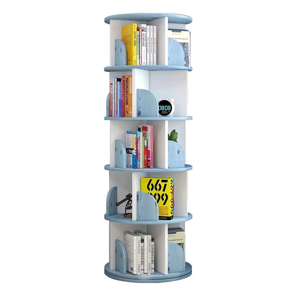 SAAKO 360 Rotating Bookshelf Round Bookshelf Eco-Friendly Bookshelves Rustic Rack Bookcase Living Room,Bedroom Cabinet Bookshelf