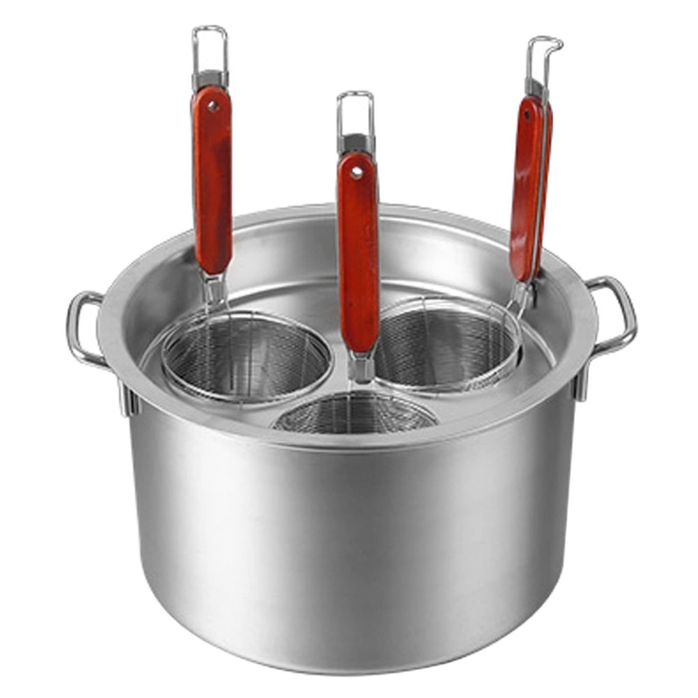 RSBFER Stainless Steel Pasta Cooker Insert Set, Pasta Cooker Steamer with Strainer Baskets, Multipots Cooking Tool for Noodles, Pasta, Dumplings,3 Hole