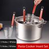 RSBFER Stainless Steel Pasta Cooker Insert Set, Pasta Cooker Steamer with Strainer Baskets, Multipots Cooking Tool for Noodles, Pasta, Dumplings,3 Hole view 4