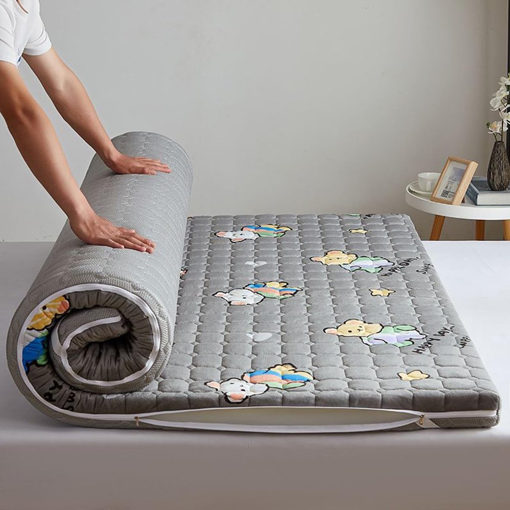 1.6 in Memory Foam Mattress,Bed Topper Memory Foam Queen Firm,Mattress Pad Twin Size Bed Memory Foam Cover,High Density Ventilated Mattress Pad with Plush Washable Cover,Grey,150x190cm/59x75