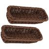 BESTonZON 2pcs Wicker Bread Basket Woven Cutlery Storage Organizer Rectangular Rattan Fruit Storage Baskets Narrow Spices Storage Baskets Silverware for Food Serving view 1