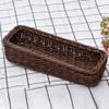 BESTonZON 2pcs Wicker Bread Basket Woven Cutlery Storage Organizer Rectangular Rattan Fruit Storage Baskets Narrow Spices Storage Baskets Silverware for Food Serving view 3