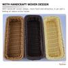 BESTonZON 2pcs Wicker Bread Basket Woven Cutlery Storage Organizer Rectangular Rattan Fruit Storage Baskets Narrow Spices Storage Baskets Silverware for Food Serving view 4
