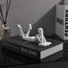 APLUSH Reading Statue Home Decorations for Living Room, Modern Decor Resin Collectible Figurines for Office Bedroom Centerpiece Shelf Accents,White,B view 2