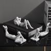 APLUSH Reading Statue Home Decorations for Living Room, Modern Decor Resin Collectible Figurines for Office Bedroom Centerpiece Shelf Accents,White,B view 4