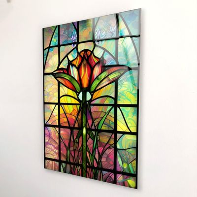 My Photostation.com 40x40''Tempered Glass Wall Art Wall Decor Home Decor Glass Printing Stained Wall Art Wall Hangings Life of Tree Wall Art Stained Botanical Wall Art