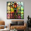 My Photostation.com 40x40''Tempered Glass Wall Art Wall Decor Home Decor Glass Printing Stained Wall Art Wall Hangings Life of Tree Wall Art Stained Botanical Wall Art view 2
