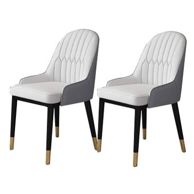 Kitchen Dining Room Furniture Chairs Kitchen Living Room Dining Chairs Set of 2,Modern PU Leather High Back Padded Soft Seat Dining Chairs,Water Proof Leather Side Chair with Metal Legs