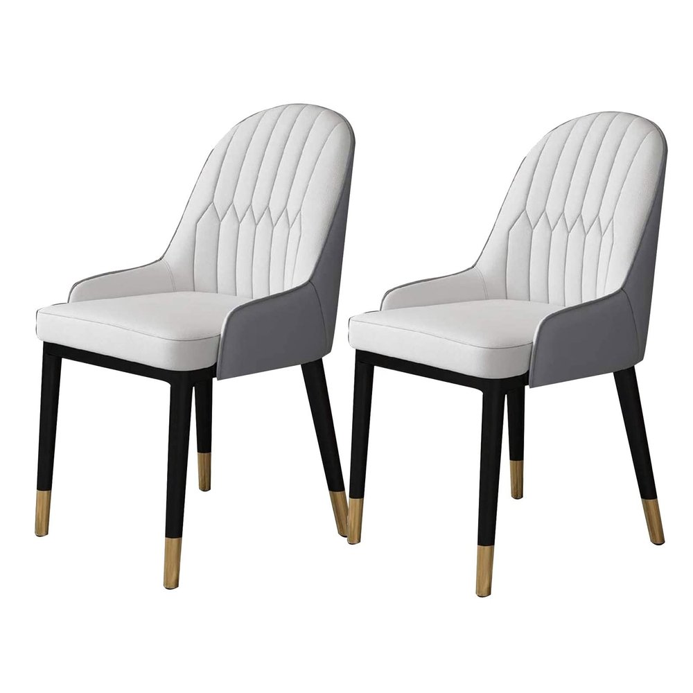 Kitchen Dining Room Furniture Chairs Kitchen Living Room Dining Chairs Set of 2,Modern PU Leather High Back Padded Soft Seat Dining Chairs,Water Proof Leather Side Chair with Metal Legs