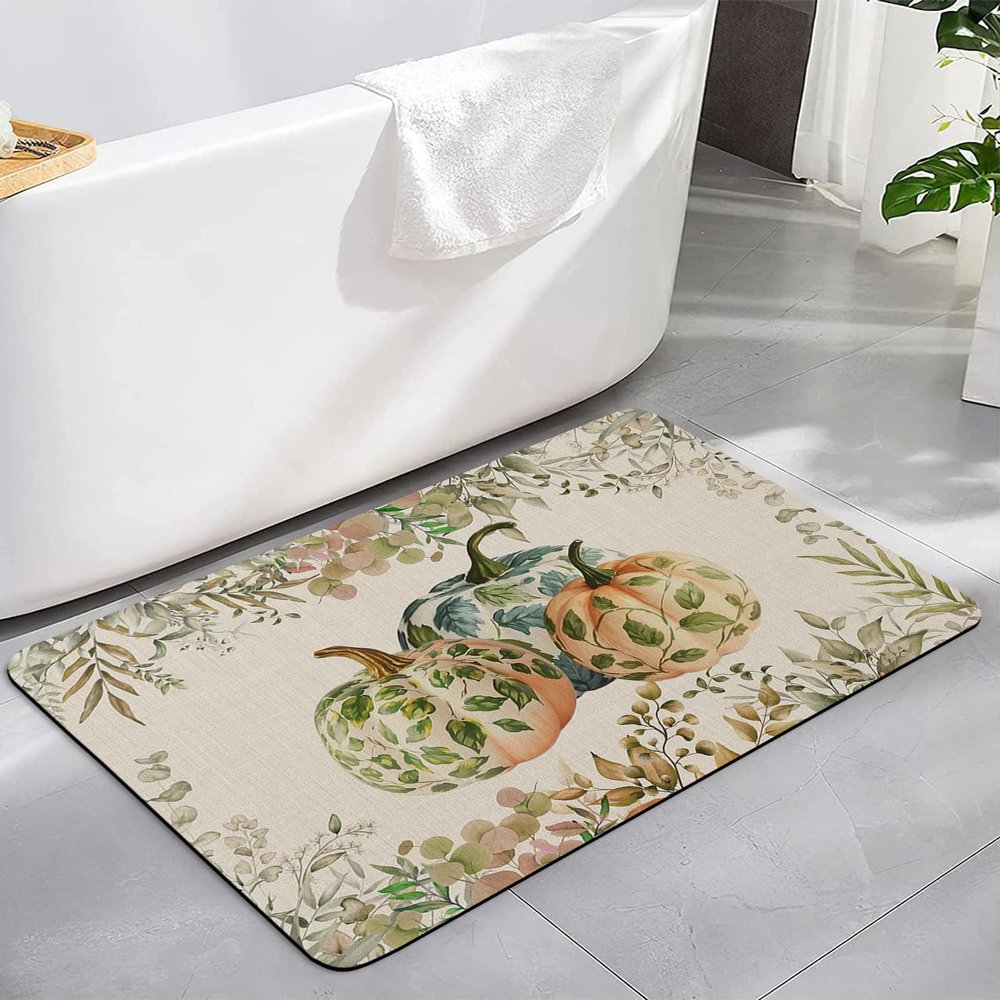YESOF66 Diatomaceous Earth Bath Mat Bathtub Mat, Thanksgiving Quick Dry Non-Slip Diatomite Mud Bathroom Floor Rugs for Bath Tub Kitchen Absorbent Pad, 18x30 Inch