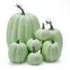 Lizxun 7 Pcs Artificial Pumpkins Halloween Simulated Foam Orange Pumpkin,Harvest Fall Foam Pumpkins for Autumn Thanksgiving Home Party Supplies (7pcs Green White-A1) view 1