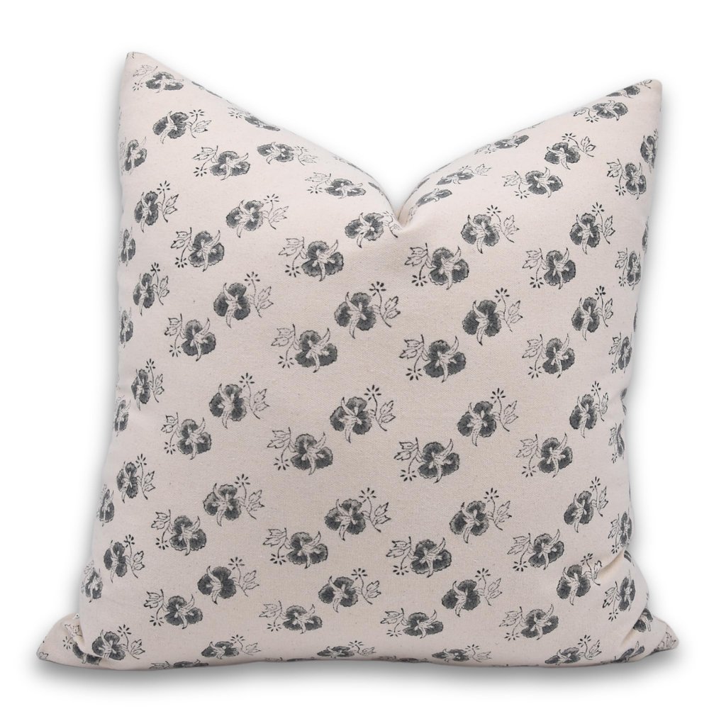 Fabritual Rustic Vintage Handmade Block Print Duck Canvas Pillow Cover, 18x18 Inch, Grey Chitranjan Design, Decorative Cushion with Zipper for Sofa, Couch, Chair, Office, Hotel & Bedroom