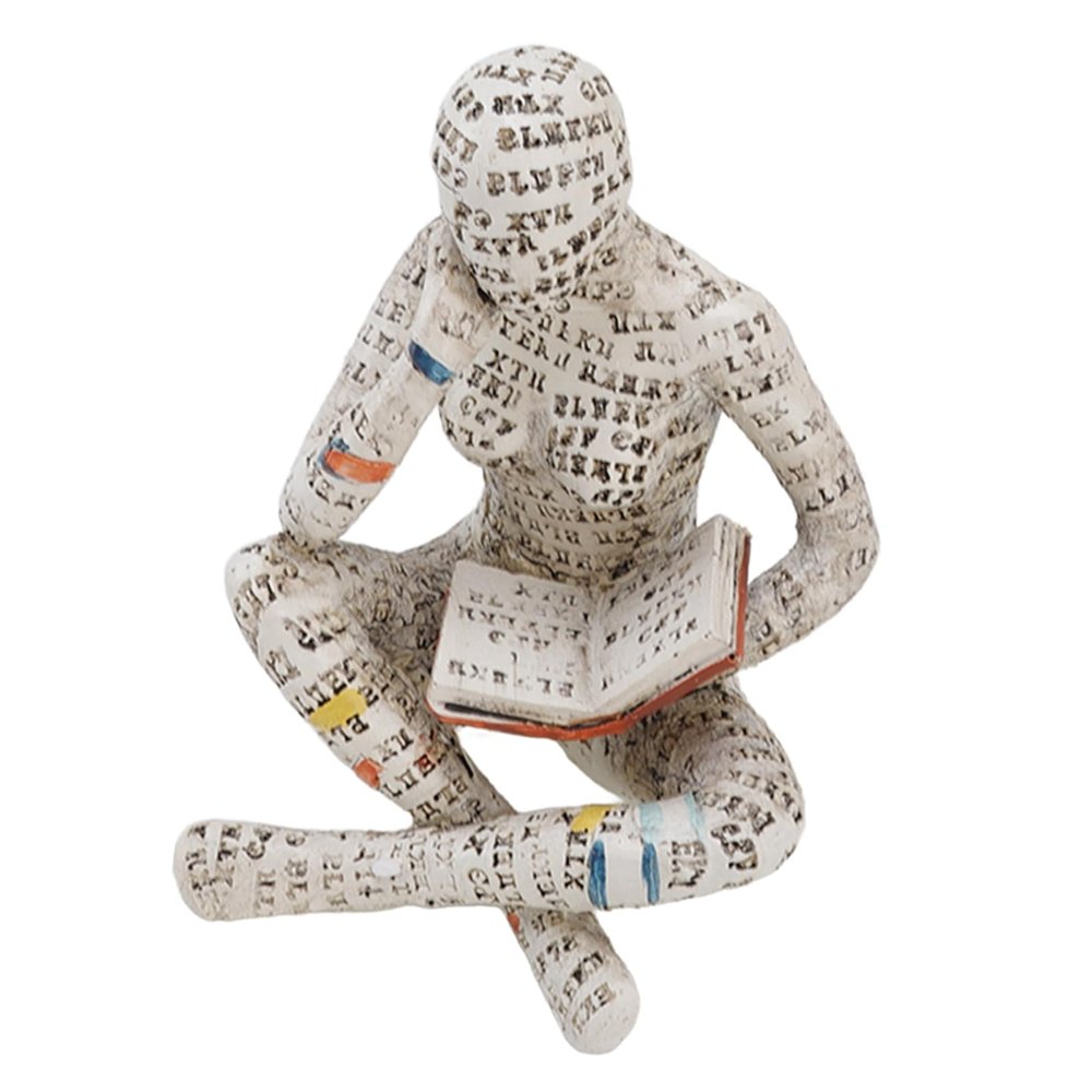 Resin Reading Woman Statue, Innovative Ladies Reading Pulp Molded Bookshelf Decoration Thinker Style Resin Statue for Home Office Desk Decor(G)