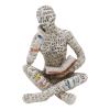 Resin Reading Woman Statue, Innovative Ladies Reading Pulp Molded Bookshelf Decoration Thinker Style Resin Statue for Home Office Desk Decor(G) view 4