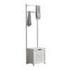 Derby Laundry Hamper with Towel Rack - Stool for Entryway, Laundry Room, or Bathroom Storage (White) view 1