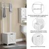 Derby Laundry Hamper with Towel Rack - Stool for Entryway, Laundry Room, or Bathroom Storage (White) view 2