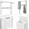 Derby Laundry Hamper with Towel Rack - Stool for Entryway, Laundry Room, or Bathroom Storage (White) view 4