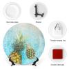 10" Decorative Plate Summer Tropical Pineapple Round Ceramic Plate with Display Stand Modern Porcelain Table Plate Wall Hanging Decoration for Home Office Collectible Art Souvenir view 3