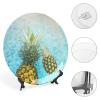 10" Decorative Plate Summer Tropical Pineapple Round Ceramic Plate with Display Stand Modern Porcelain Table Plate Wall Hanging Decoration for Home Office Collectible Art Souvenir view 4