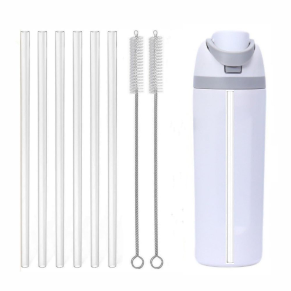 6Pack Replacement Straw Fit for Owala FreeSip Water Bottle 24oz/32oz, Reusable BPA Free Clear Drinking Straws with Straw Cleaner Brush Compatible with Owala 24oz 32oz FreeSip Water Bottle