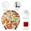 10" Ceramic Decorative Plates for Wall Hanging Pizza Italian Food Ceramic Plate with with Display Stand Household Plates for Home Office Party Dinner Table Decor Housewarming Gift view 3