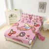 QOOMO Kawaii Cat Sheet Set,Doughnut Kids Bed Sheets,Cherry Printed 16" Deep Pocket Bed Sheet Set for Girls/Kids/Teens4 Piece Sheet Set, 1 Fitted Sheet,1 Flat Sheet and 2 PillowcasesQueen Size view 2