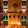 Tefola Christmas Decorations Outdoor, Soldier Couplet with Lamp Nutcracker, Indoor Outdoor Merry Christmas & Thanksgiving Door Decorations with Led String Light, Christmas Couplet Curtain view 1