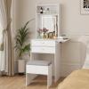 ARTETHYS Small Vanity Desk Set with 3 Adjustable Lighted Mirror and Storage Chair Mini Makeup Vanities Set for Compact Space White Dressing Table with Fold-up Panel for Bedroom view 1