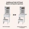ARTETHYS Small Vanity Desk Set with 3 Adjustable Lighted Mirror and Storage Chair Mini Makeup Vanities Set for Compact Space White Dressing Table with Fold-up Panel for Bedroom view 3