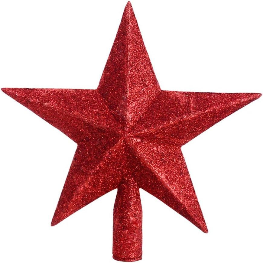 Christmas Star Tree Topper Holiday Tree Ornaments Mini Christmas Tree Christmas Ornaments for Xmas Tree Treetop Decoration - Red