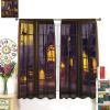 Halloween Window Curtains, Cartoon Castle Pumpkin Streets Moon Horror Atmosphere Home Decor, Kids Boys Girls Bedroom Living Room Blackout Curtains,55X63 Inch view 3