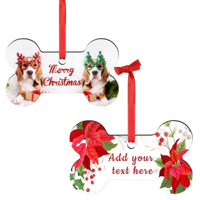 Personalized Christmas Ornaments with Photo - Custom Picture Text Ornaments for Christmas, Customized MDF Xmas Tree Decor Sublimation Ornaments Pendants Bulk