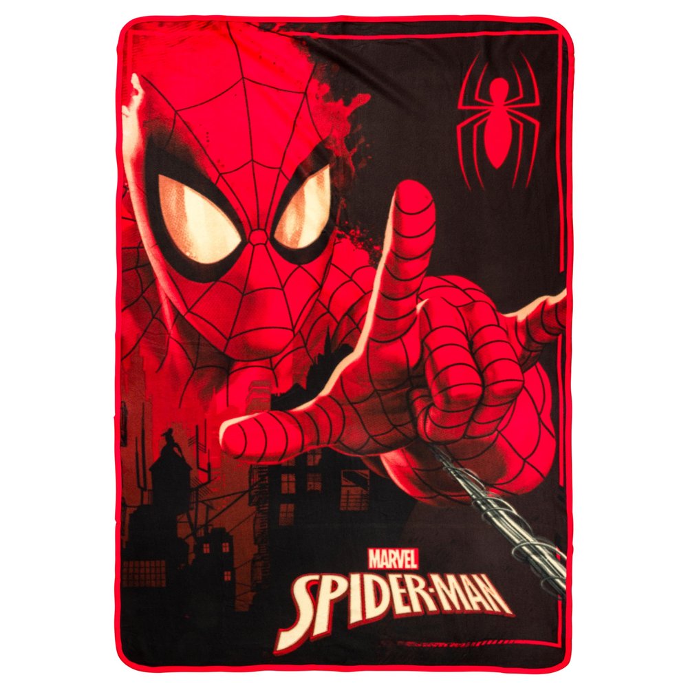 Silver Buffalo Marvel Universe Spider-Man Spidey Close Up Web Shooter 45" x 60" Fleece Throw, Soft and Cozy Blanket, 180 GSM