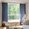 TWOPAGES Deep Blue 52W x 84L Pinch Pleat Curtain for Bedroom, Natural Linen Drape Light Filtering Pricavy Curtain for Living Room, 1 Panel view 1