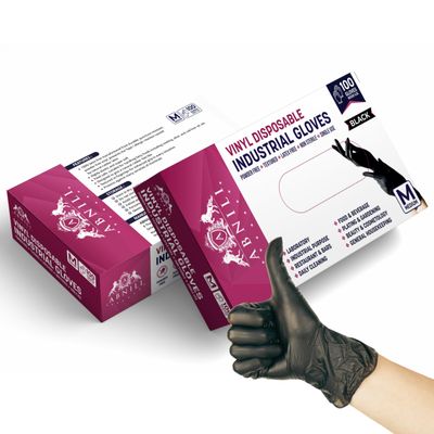 Abnili Black Vinyl Gloves Disposable Latex-free, Powder-free, Large 4.5-Mil 100-Count, Food Handling, Cleaning, Cooking, kitchen & Household Use