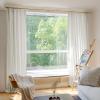 TWOPAGES Light Gray 52W x 120L Pinch Pleat Curtain for Bedroom, Natural Linen Drape Light Filtering Pricavy Curtain for Living Room, 1 Panel view 1