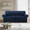 KPPKOU Stretch T Cushion Sofa Slipcover 3 Pieces Sofa Covers Thick Velvet Couch Cover Stretch Sofa Slip Covers Furniture Protector with 2 Individual T Cushion Washable (Navy, Loveseat) view 3