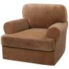 KPPKOU Stretch T Cushion Sofa Slipcover 2 Pieces Sofa Covers Thick Velvet Couch Cover Stretch Sofa Slip Covers Furniture Protector with 1 Individual T Cushion Washable (Leather, Chair) view 1