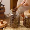 ANSQU Set of 2 Glass Food Storage Jars with Bamboo Wood Lid and Spoon, 27oz Glass Kitchen Canisters for Coffee, Tea, Cereal, Spice and Canning, Mason Jars (27oz-2pack) view 3