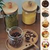 ANSQU Set of 2 Glass Food Storage Jars with Bamboo Wood Lid and Spoon, 27oz Glass Kitchen Canisters for Coffee, Tea, Cereal, Spice and Canning, Mason Jars (27oz-2pack) view 4