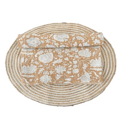 Hippie Floral Handblock Handmade Cotton Block Kantha Quilting Vintage Throw Blanket Hippie Queen/King Size Bohemian Bed Decor Quilt (Beige, 108X108 inch)