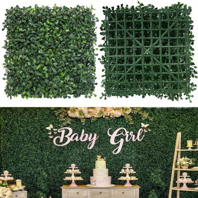 NETAP Grass Wall Panels, 10"x 10"(8pcs) 4-Layer Artificial Boxwood Faux Green Wall for Interior, Garden Party Wedding Backdrop, Indoor Outdoor Plant Wall Decor