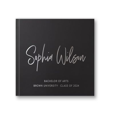 Graduation Book for Graduating College Student Classmates, Graduation Party Photo Album Advice Well Wishes - Black Silver (10x8)